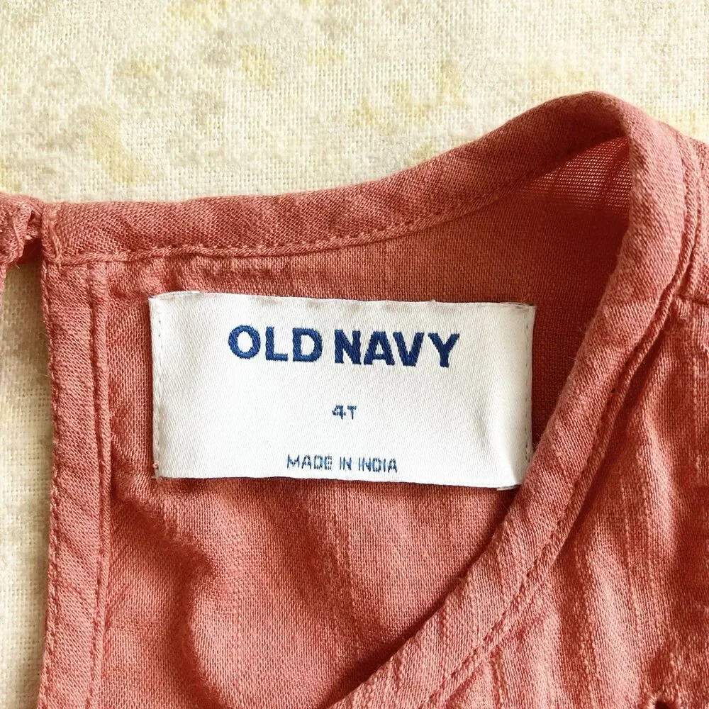 Old Navy Girls Eyelet Top Size 4T Sleeveless Boho Earthy Terra Cotta Rust - Picture 3 of 6